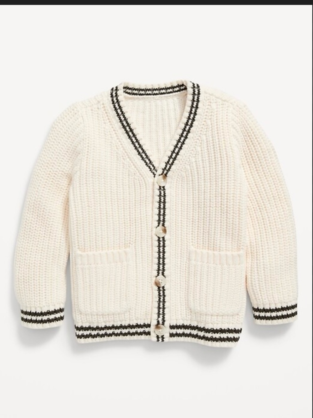 Old Navy Cream Sweater with Black Stripe Detail